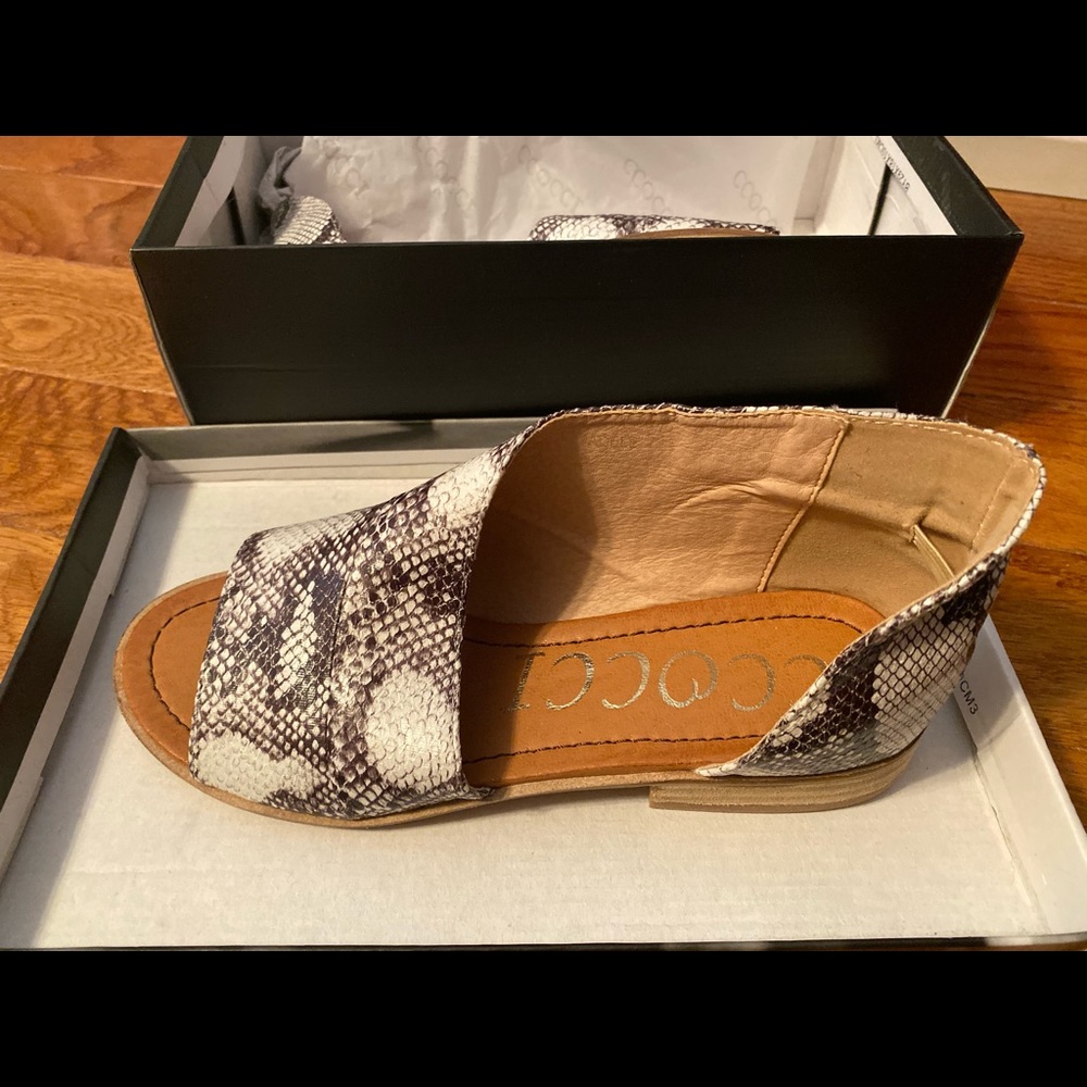 Snake skin slip on sandal